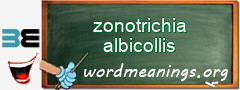 WordMeaning blackboard for zonotrichia albicollis